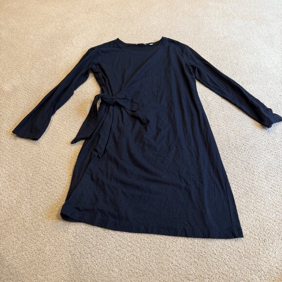 Vince Knit Dress Side Tie Long Sleeve Minimal Knee Length Career Stretch MEDIUM - Picture 3 of 12